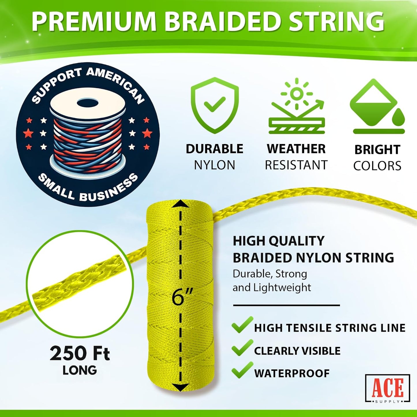Bright White Twine String - #18 Strong Nylon String - 250 Ft Length - White String for Gardening, Nylon Twine for Plants