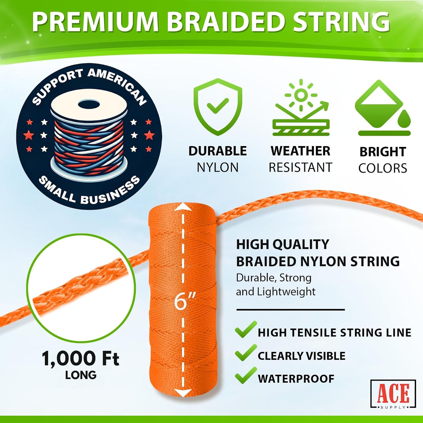 Bright White Twine String - #18 Strong Nylon String - 250 Ft Length - White String for Gardening, Nylon Twine for Plants