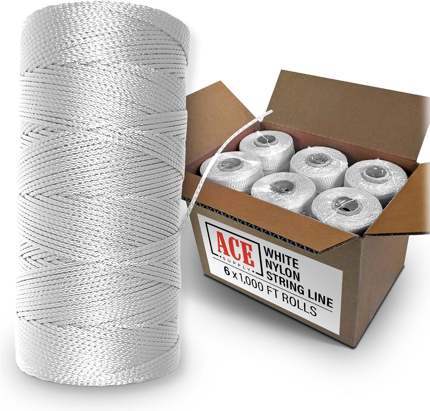 Bright White Twine String - #18 Strong Nylon String - 250 Ft Length - White String for Gardening, Nylon Twine for Plants