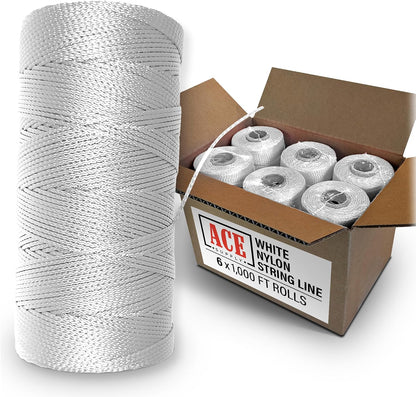 Bright White Twine String - #18 Strong Nylon String - 250 Ft Length - White String for Gardening, Nylon Twine for Plants
