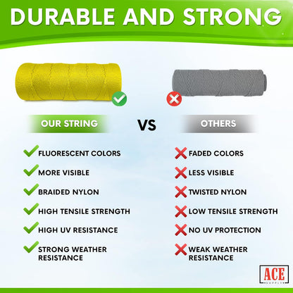 Bright White Twine String - #18 Strong Nylon String - 250 Ft Length - White String for Gardening, Nylon Twine for Plants