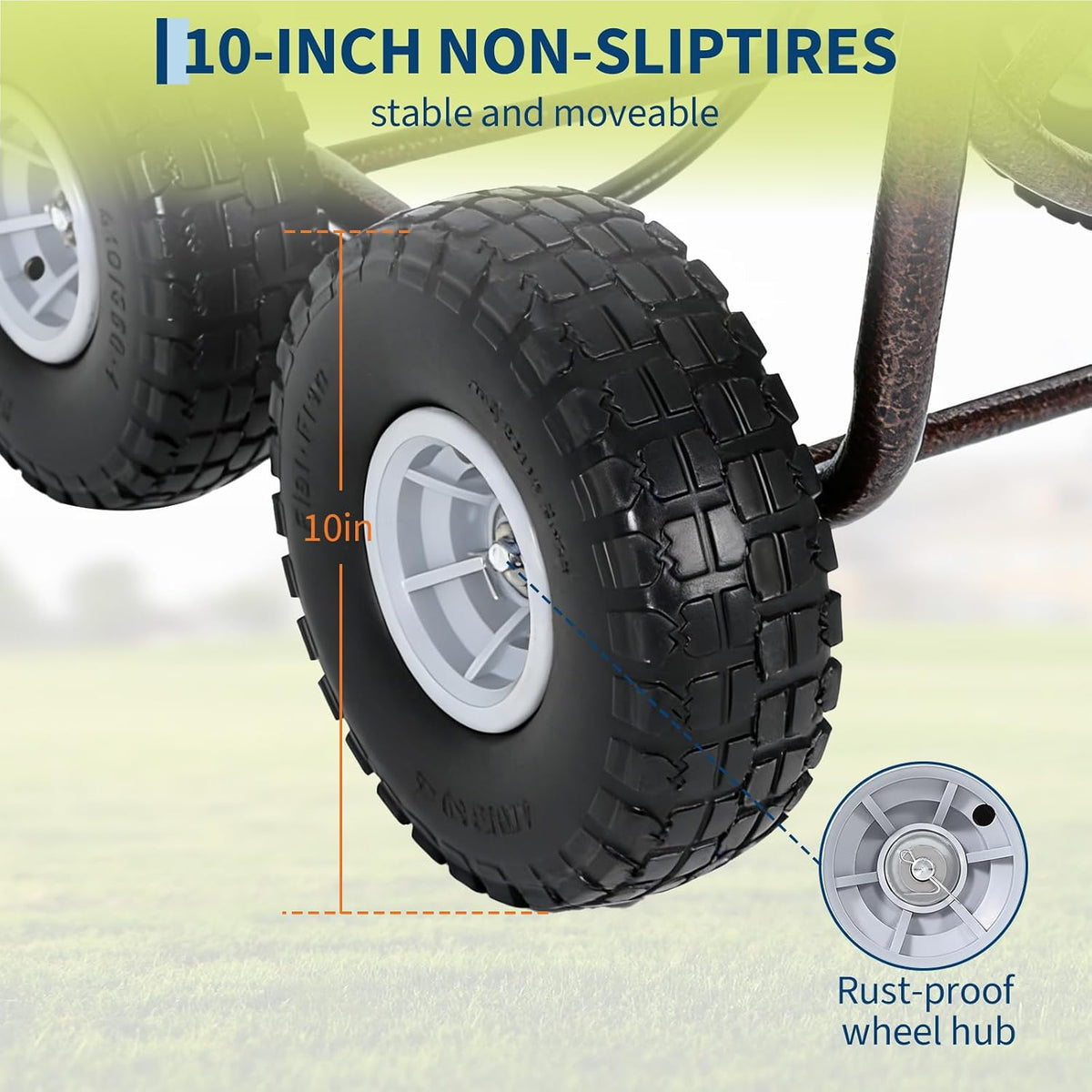 Hose Reel Cart, Hold Up to 300 ft of 5/8'' Hose, Garden Water Hose Cart with 4 Wheels, Freestanding Water Hose Reels with Storage Basket, Powder-Coated Steel Outdoor Planting for Garden, Yard, Lawn