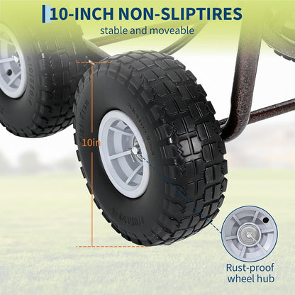 Hose Reel Cart, Hold Up to 300 ft of 5/8'' Hose, Garden Water Hose Cart with 4 Wheels, Freestanding Water Hose Reels with Storage Basket, Powder-Coated Steel Outdoor Planting for Garden, Yard, Lawn