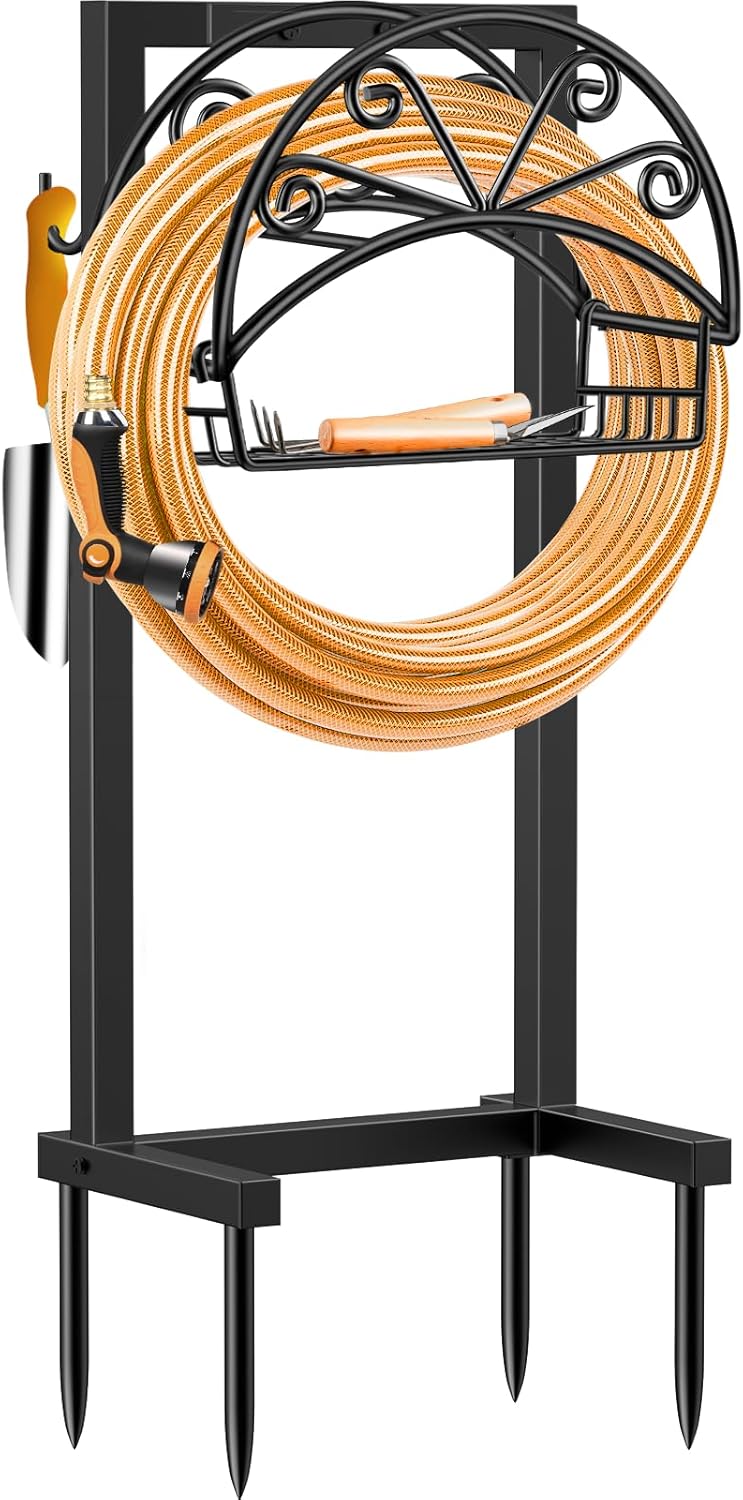 Garden Hose Holder, 4 Spikes Water Hose Hanger for 160FT Hose