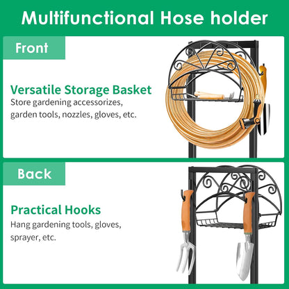 Garden Hose Holder, 4 Spikes Water Hose Hanger for 160FT Hose