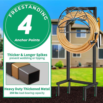 Garden Hose Holder, 4 Spikes Water Hose Hanger for 160FT Hose