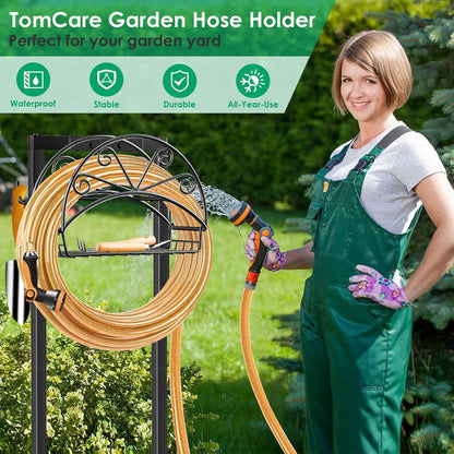 Garden Hose Holder, 4 Spikes Water Hose Hanger for 160FT Hose