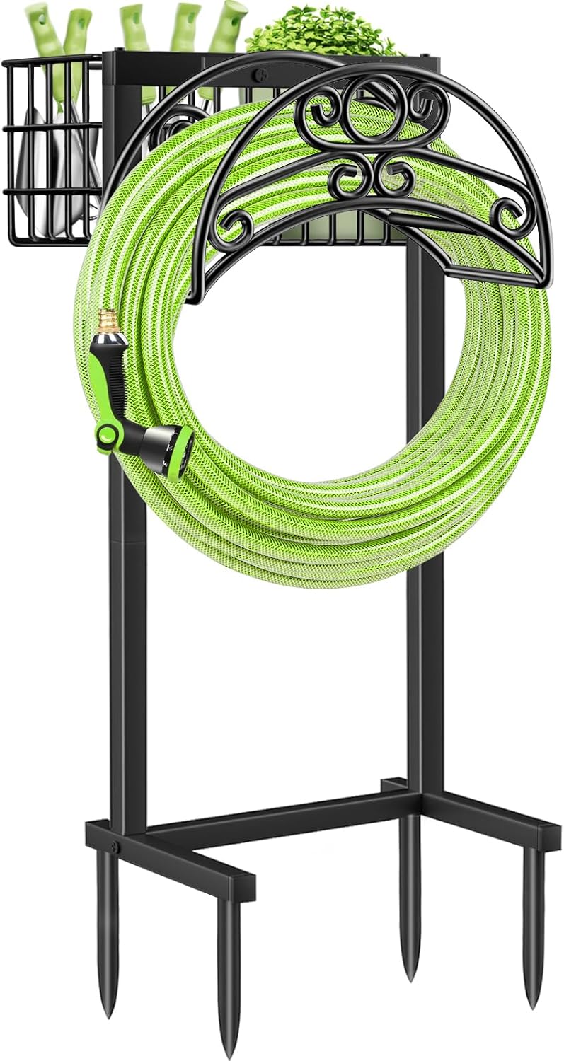 Garden Hose Holder, 4 Spikes Water Hose Hanger for 160FT Hose