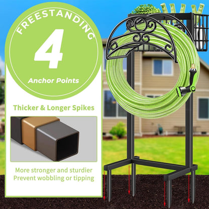 Garden Hose Holder, 4 Spikes Water Hose Hanger for 160FT Hose
