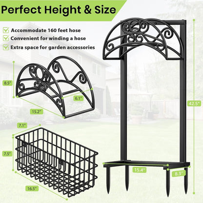 Garden Hose Holder, 4 Spikes Water Hose Hanger for 160FT Hose