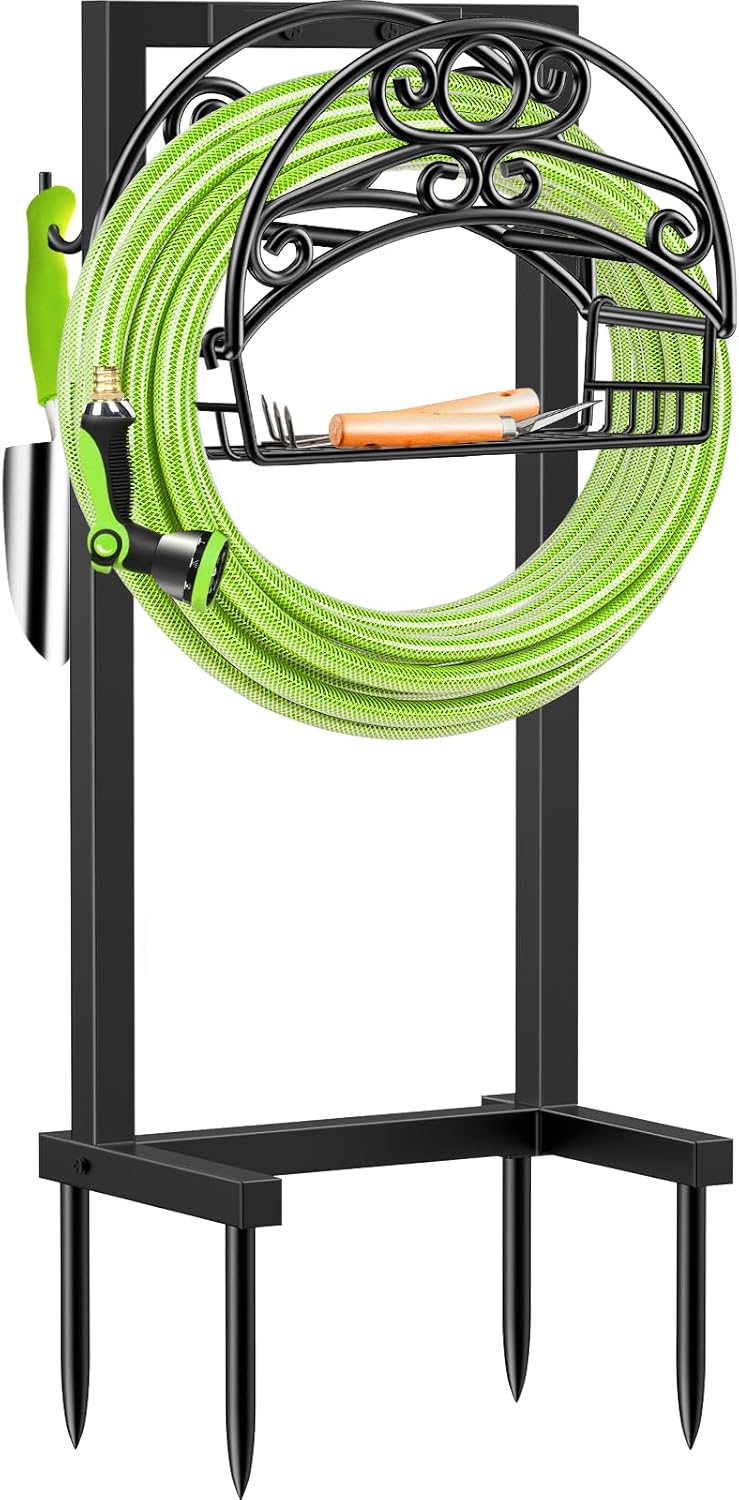 Garden Hose Holder, 4 Spikes Water Hose Hanger for 160FT Hose