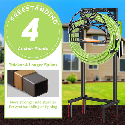 Garden Hose Holder, 4 Spikes Water Hose Hanger for 160FT Hose