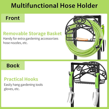 Garden Hose Holder, 4 Spikes Water Hose Hanger for 160FT Hose