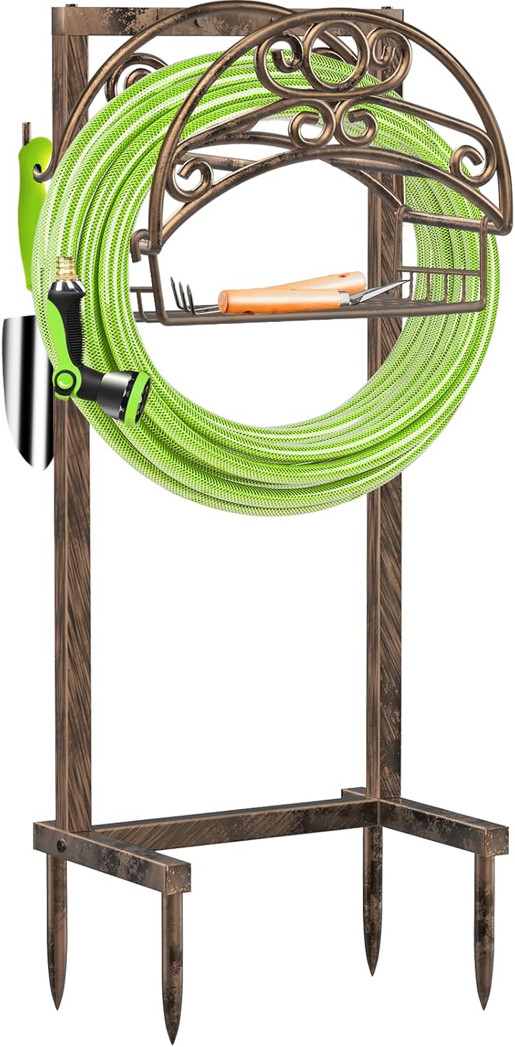 Garden Hose Holder, 4 Spikes Water Hose Hanger for 160FT Hose