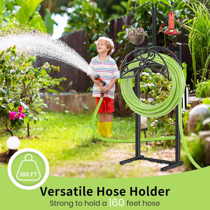 Garden Hose Holder, 4 Spikes Water Hose Hanger for 160FT Hose