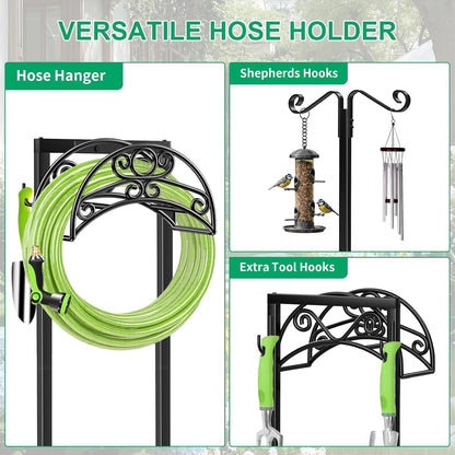 Garden Hose Holder, 4 Spikes Water Hose Hanger for 160FT Hose