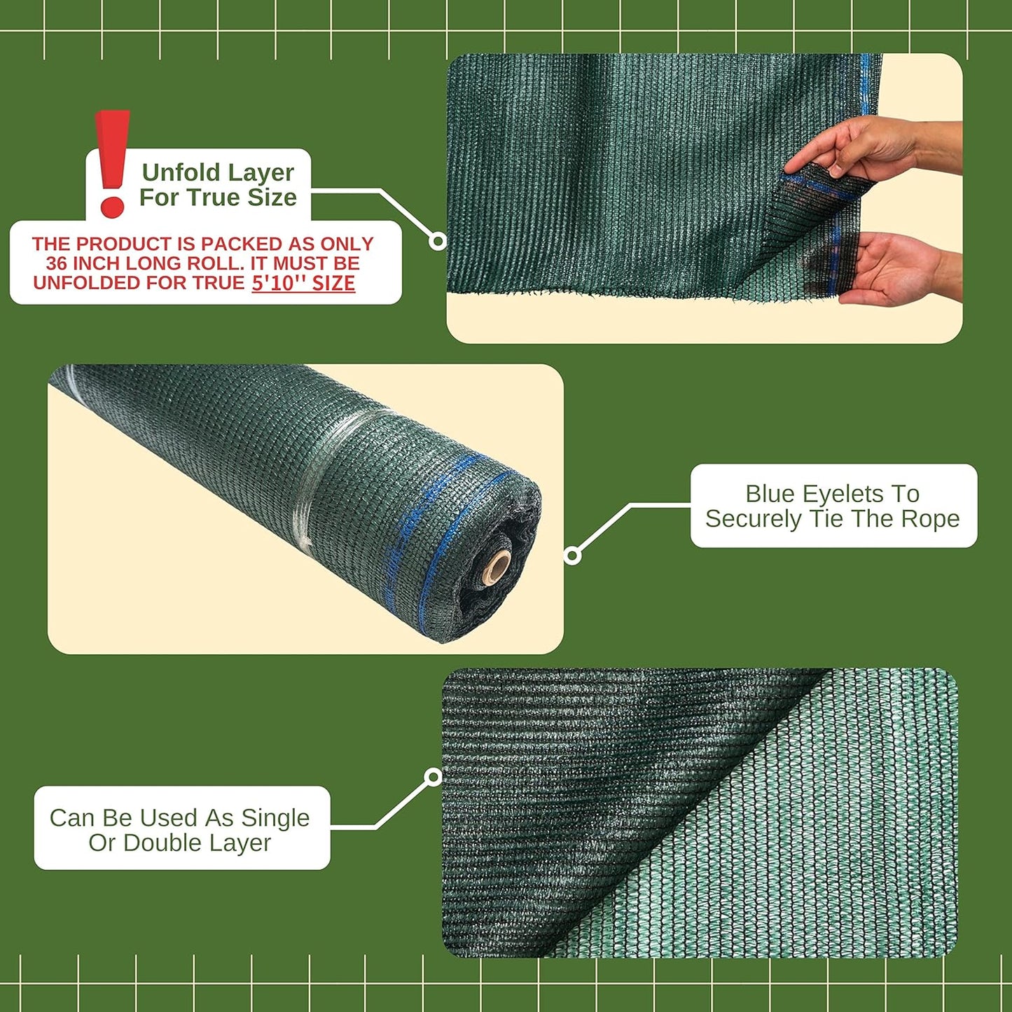 10 X 12 FT 60-70% Heavy Duty Mesh Tarp Shade Cloth - Colors A