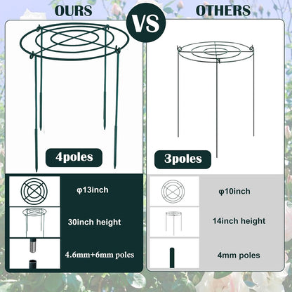 3Set Metal Peony Grid Cages, 30"H X 13"D Large Flower Support Cages Grow Through Hoop Ring Peony Stakes Garden Plant Support Rings Heavy Duty Plant Braces Peonies Structure for Outdoor Plants Blossoms