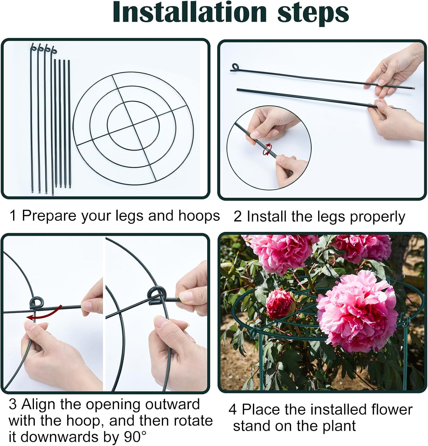 3Set Metal Peony Grid Cages, 30"H X 13"D Large Flower Support Cages Grow Through Hoop Ring Peony Stakes Garden Plant Support Rings Heavy Duty Plant Braces Peonies Structure for Outdoor Plants Blossoms