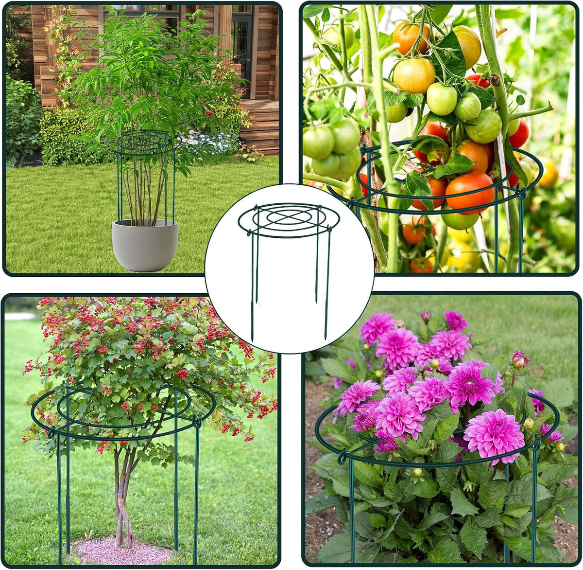 3Set Metal Peony Grid Cages, 30"H X 13"D Large Flower Support Cages Grow Through Hoop Ring Peony Stakes Garden Plant Support Rings Heavy Duty Plant Braces Peonies Structure for Outdoor Plants Blossoms