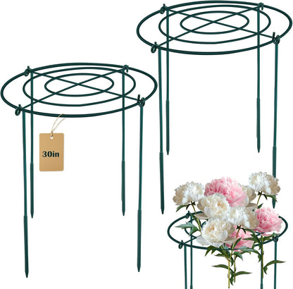 3Set Metal Peony Grid Cages, 30"H X 13"D Large Flower Support Cages Grow Through Hoop Ring Peony Stakes Garden Plant Support Rings Heavy Duty Plant Braces Peonies Structure for Outdoor Plants Blossoms