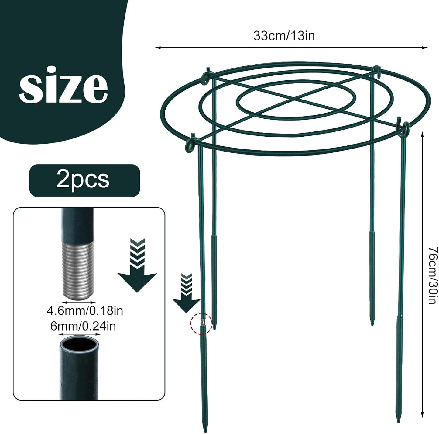 3Set Metal Peony Grid Cages, 30"H X 13"D Large Flower Support Cages Grow Through Hoop Ring Peony Stakes Garden Plant Support Rings Heavy Duty Plant Braces Peonies Structure for Outdoor Plants Blossoms