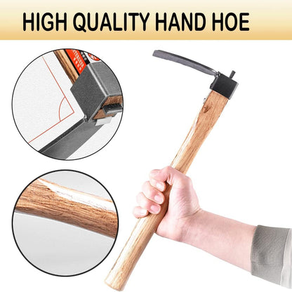 Garden Hoe,Garden Tools Digging Hoe and Rake, Hand Hoe with Wooden Handle for Loosening Soil and Weeding (Hoe)