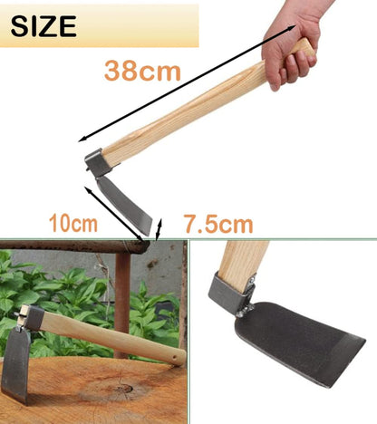 Garden Hoe,Garden Tools Digging Hoe and Rake, Hand Hoe with Wooden Handle for Loosening Soil and Weeding (Hoe)