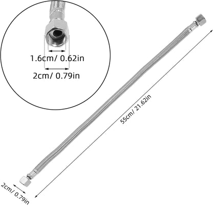 21" Stainless Steel Air Compressor Leader Hose, 3/8" NPT Fine Thread Flexible Pipe with Check Valve, Compatible Replacement Parts