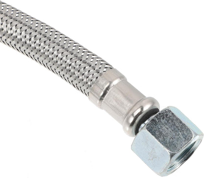 21" Stainless Steel Air Compressor Leader Hose, 3/8" NPT Fine Thread Flexible Pipe with Check Valve, Compatible Replacement Parts