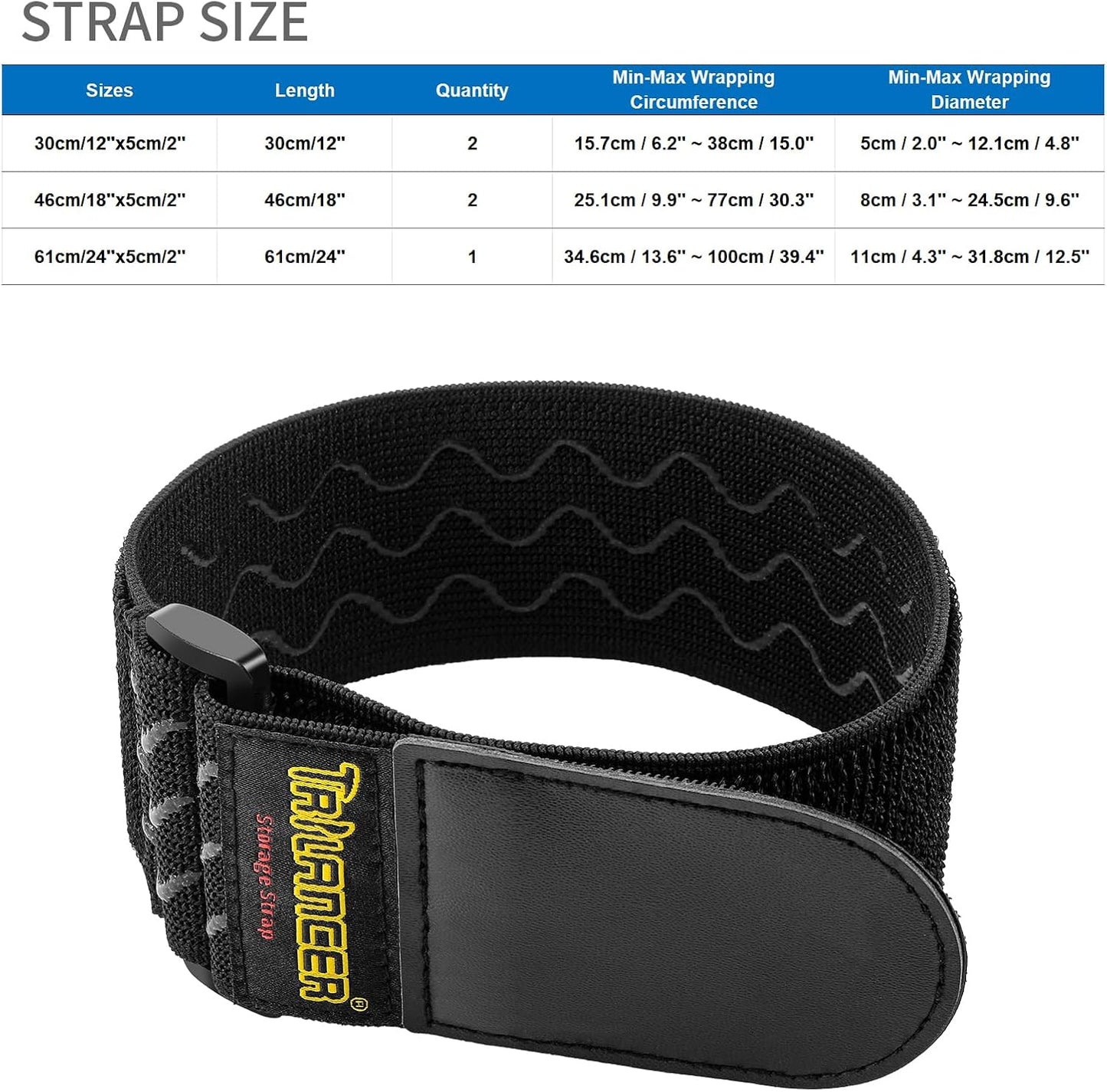 Elastic Cinch Straps with Anti-Slip Strips, 18'' x 2'' (4 Pack)
