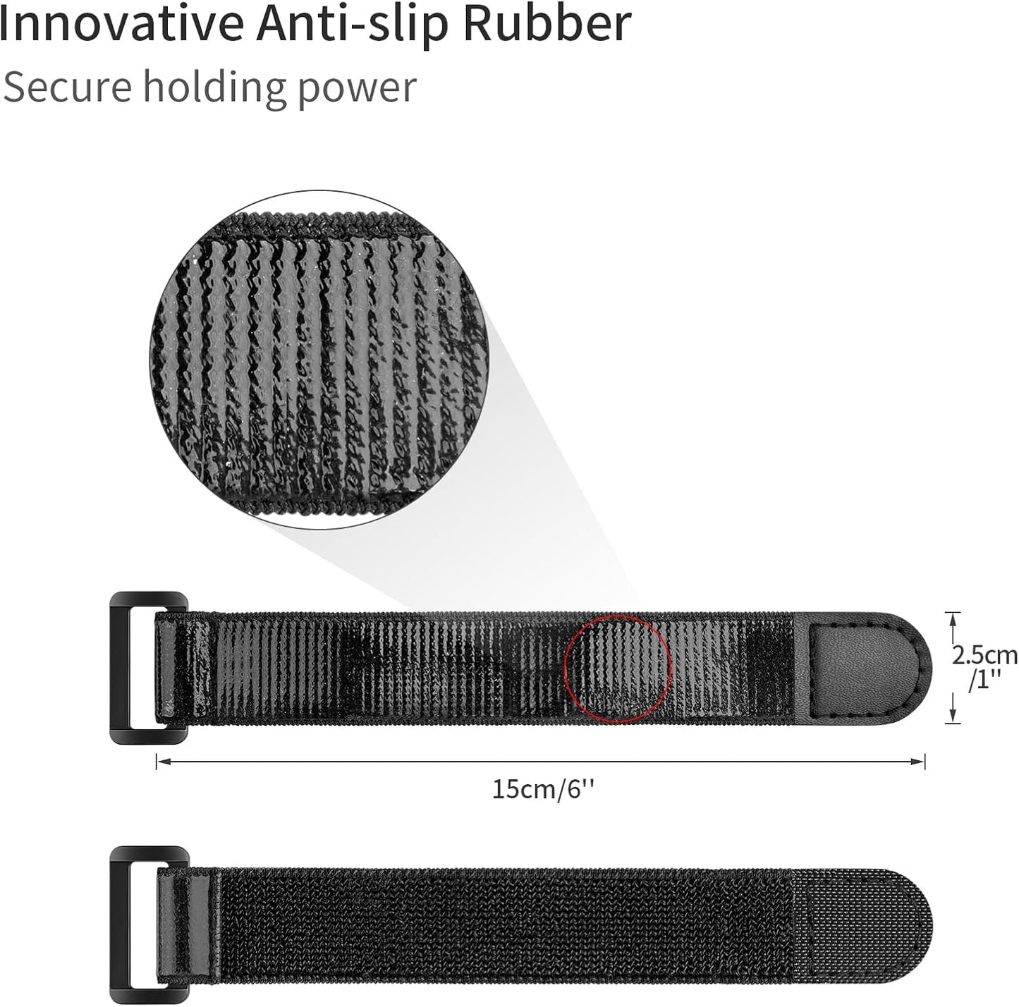 Elastic Cinch Straps with Anti-Slip Strips, 18'' x 2'' (4 Pack)
