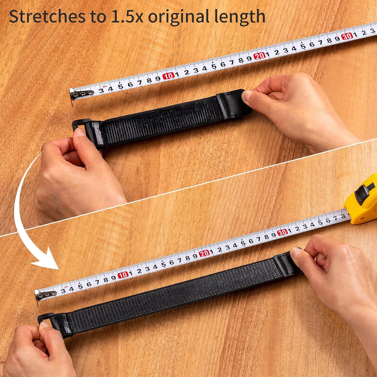 Elastic Cinch Straps with Anti-Slip Strips, 18'' x 2'' (4 Pack)