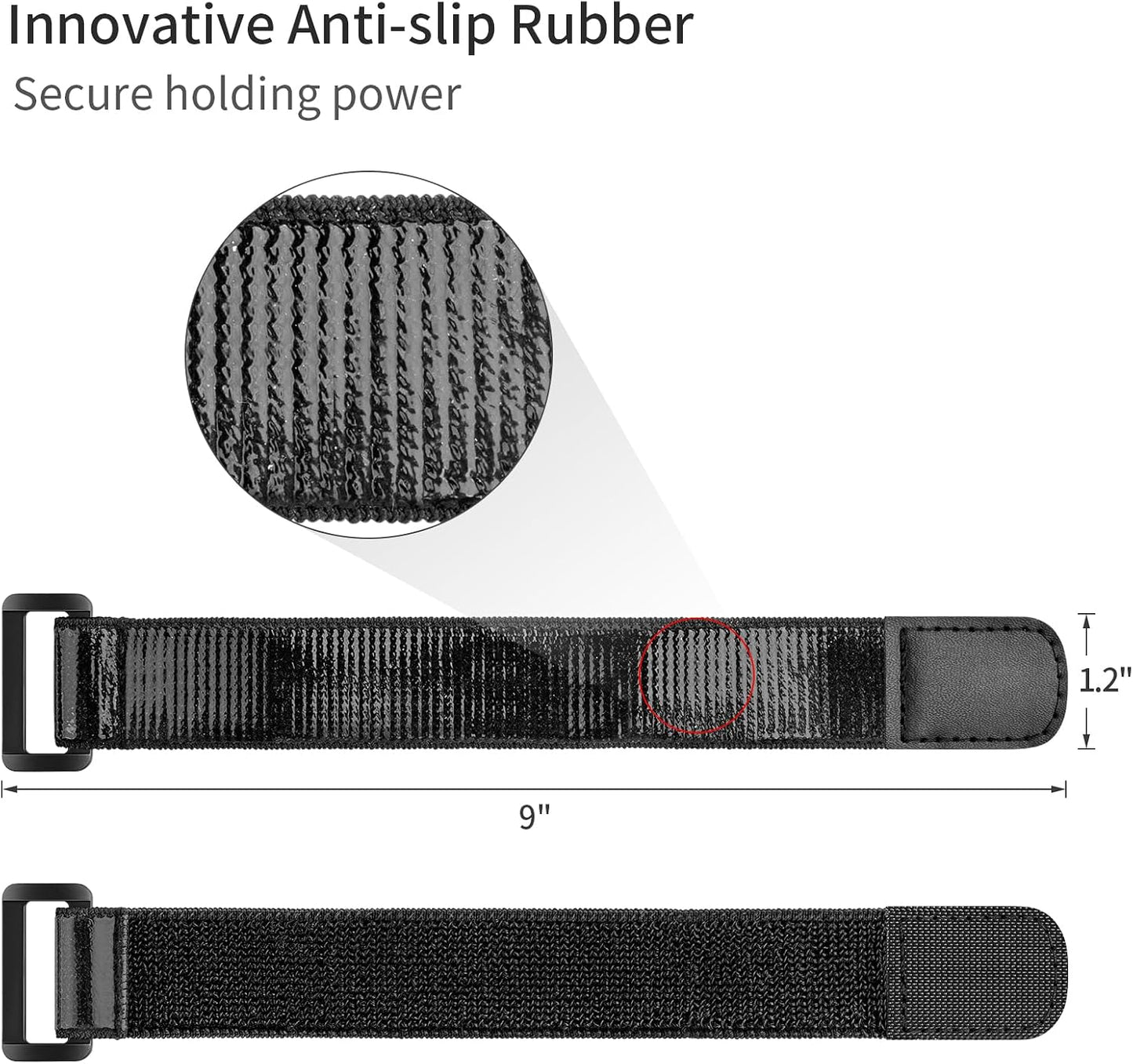 Elastic Cinch Straps with Anti-Slip Strips, 18'' x 2'' (4 Pack)