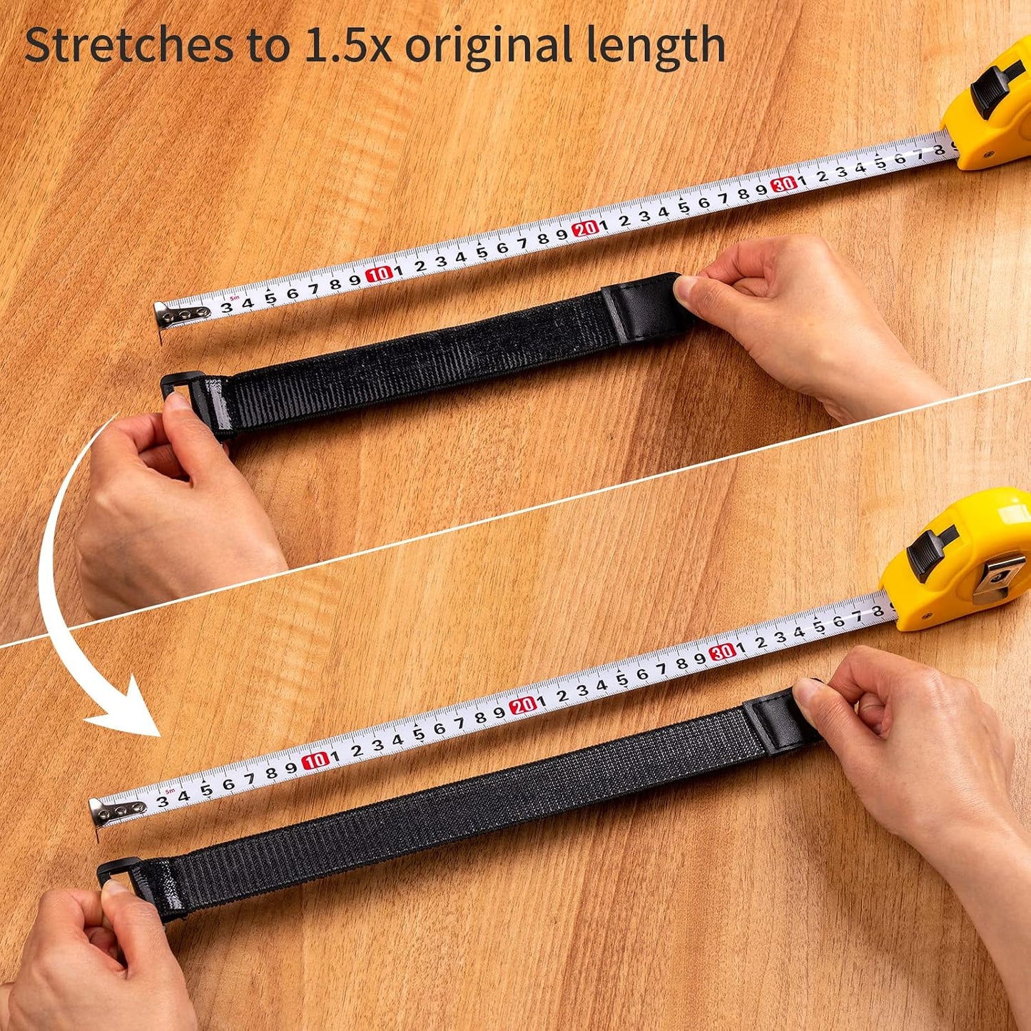 Elastic Cinch Straps with Anti-Slip Strips, 18'' x 2'' (4 Pack)