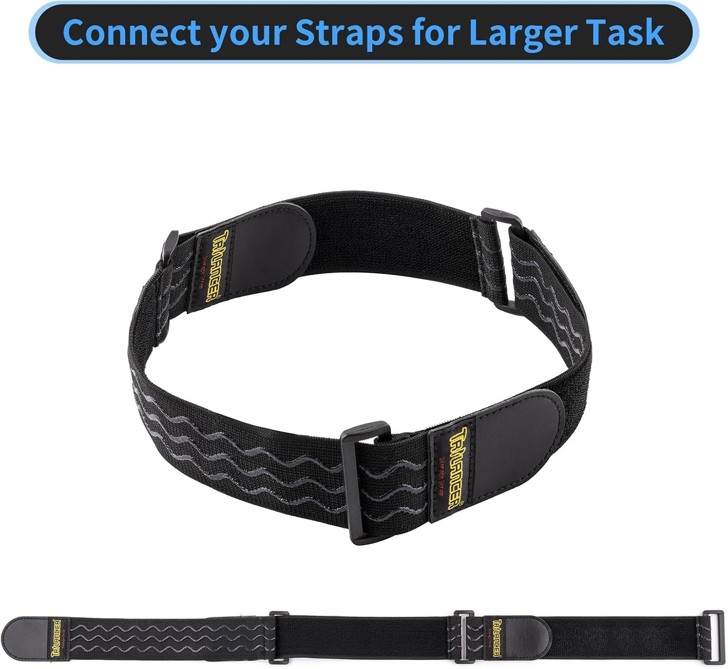 Elastic Cinch Straps with Anti-Slip Strips, 18'' x 2'' (4 Pack)