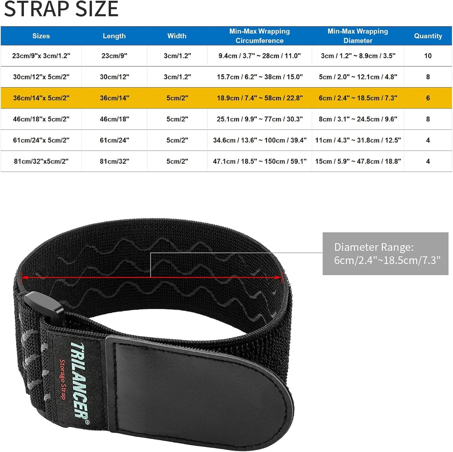 Elastic Cinch Straps with Anti-Slip Strips, 18'' x 2'' (4 Pack)