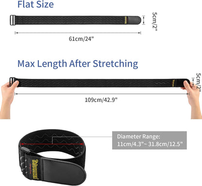 Elastic Cinch Straps with Anti-Slip Strips, 18'' x 2'' (4 Pack)
