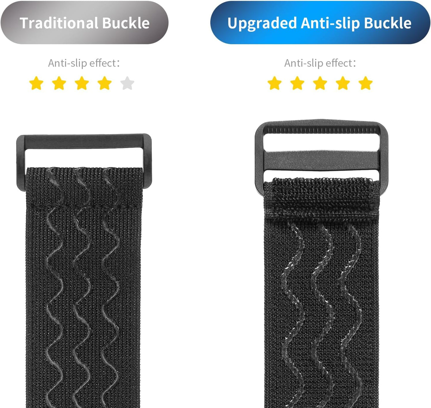 Elastic Cinch Straps with Anti-Slip Strips, 18'' x 2'' (4 Pack)