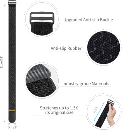 Elastic Cinch Straps with Anti-Slip Strips, 18'' x 2'' (4 Pack)