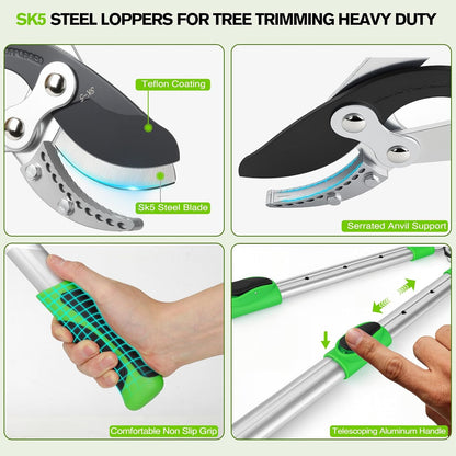 Loppers for Tree Trimming Heavy Duty with Compound Action