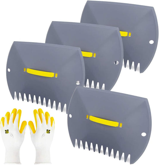 Leaf Scoops Hand Rake, Lightweight Leaf Grabber,Grey Leaf Collector, Leaf Picker Upper for Leaves, Grass, Lawn Clippings, Twigs or Debris (2 Pack)