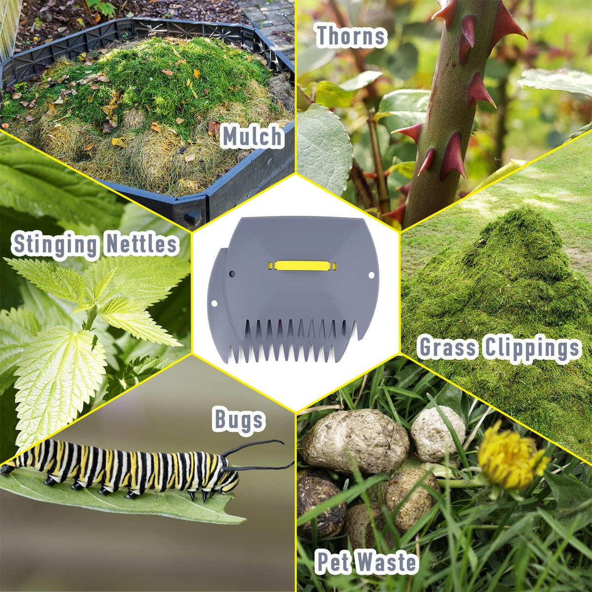 Leaf Scoops Hand Rake, Lightweight Leaf Grabber,Grey Leaf Collector, Leaf Picker Upper for Leaves, Grass, Lawn Clippings, Twigs or Debris (2 Pack)