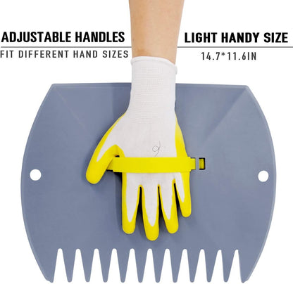 Leaf Scoops Hand Rake, Lightweight Leaf Grabber,Grey Leaf Collector, Leaf Picker Upper for Leaves, Grass, Lawn Clippings, Twigs or Debris (2 Pack)