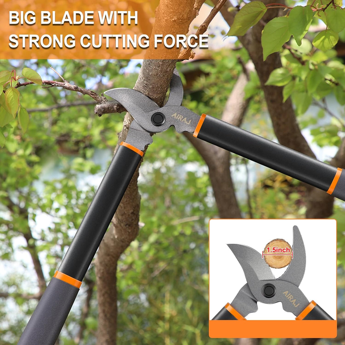 18" Bypass Loppers for Gardening,Tree Trimmer with 1.5" Cutting Capacity