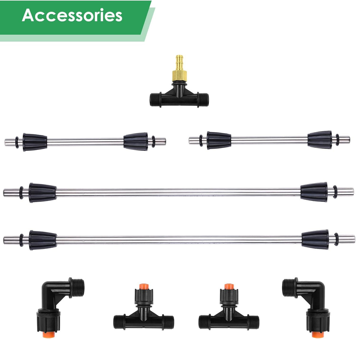 4 Nozzles Metal Sprayer Boom Wand with 3/8 Inch Brass Barb, Spray Wand, Switchable 2 Nozzle Pattern, Up To 55.1 Inches Long, Suitable For Watering Large Areas In Gardens, Farms