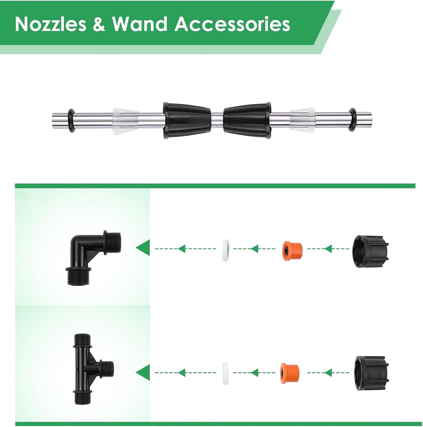 4 Nozzles Metal Sprayer Boom Wand with 3/8 Inch Brass Barb, Spray Wand, Switchable 2 Nozzle Pattern, Up To 55.1 Inches Long, Suitable For Watering Large Areas In Gardens, Farms