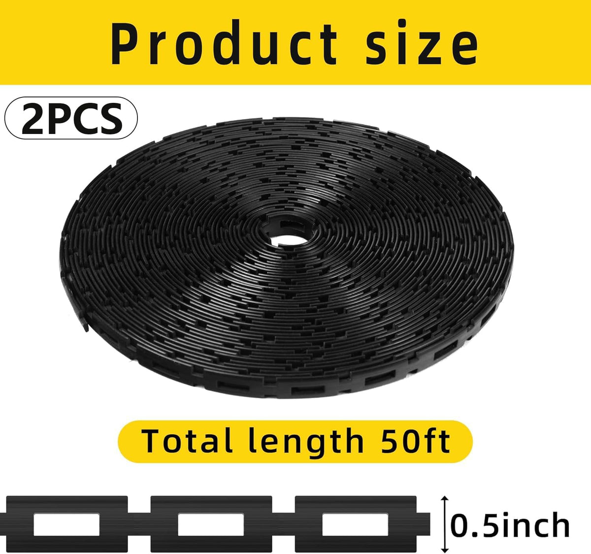 50 Ft Plastic Chain Lock Tree Tie, 1/2" Wide Adjustable Tree Support Straps