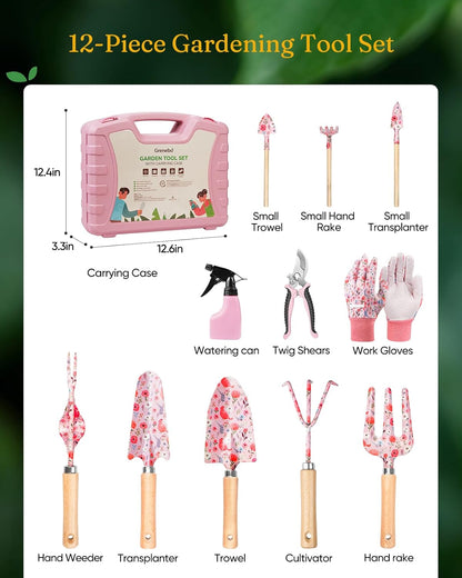 12-Piece Gardening Tool Set, Heavy-Duty Garden Tools for Women