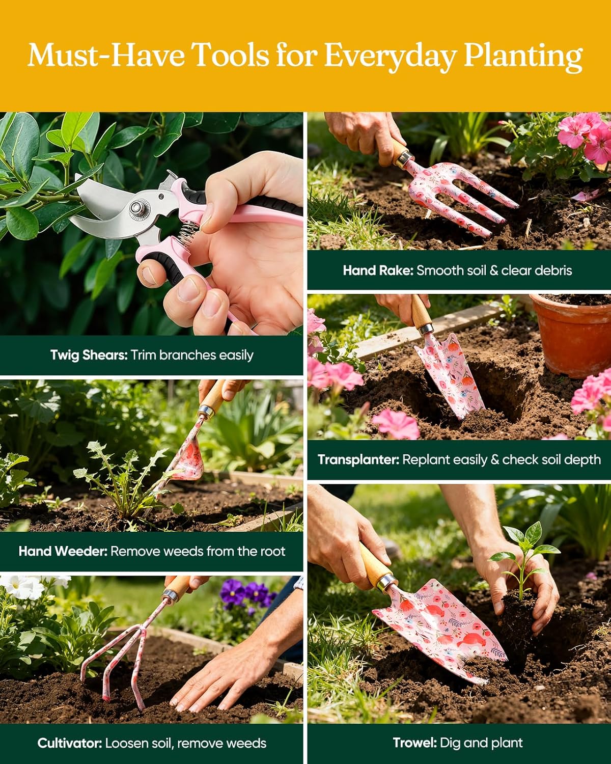 12-Piece Gardening Tool Set, Heavy-Duty Garden Tools for Women